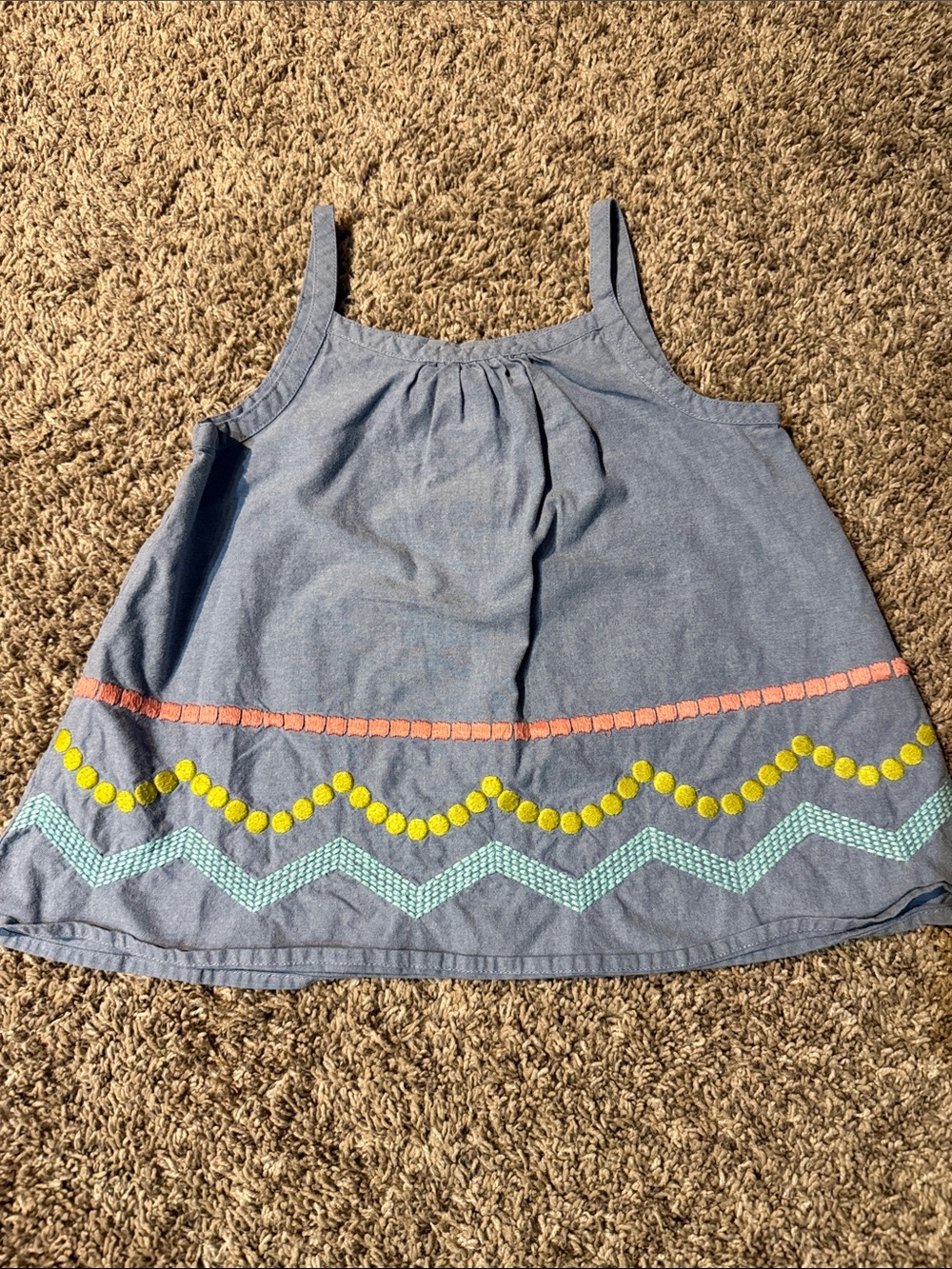 Gymboree Blue Chambray Tank Top with Pink, Yellow & Aqua Trim